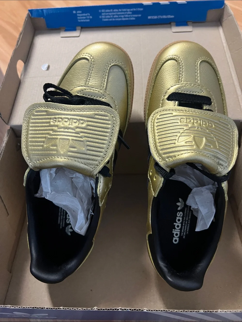Adidas Women's Gold and Black GUM 3 SAMBA Long Tongue Sneakers brand new size 6